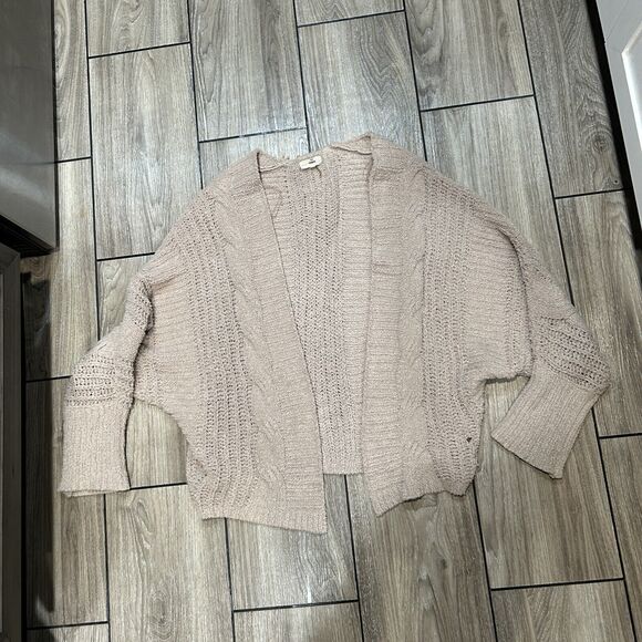 Entro Women's Cardigan Medium Tan Flawed Layering Cottagecore Boho Chunky Knit - Picture 1 of 14